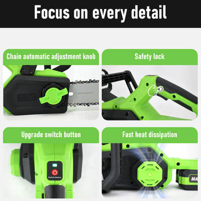 Rechargeable 12 Inch Chainsaw Battery Powered with Auto Oil Pump and Strong Brushless Motor