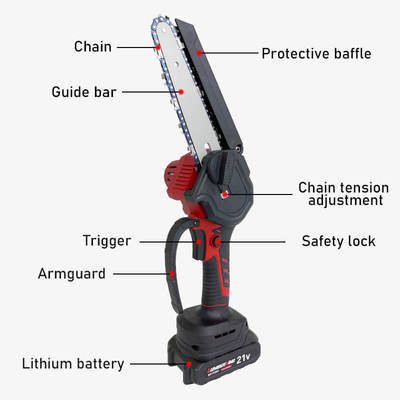 High Power Brushless Rechargeable Lithium Cordless 6 Inch Mini Chainsaw Battery Wood Cutting