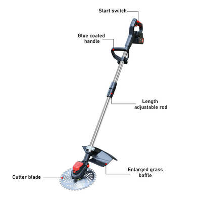 21V Lithium Brush Cutter Battery Powered — Cordless Grass Cutting Machines Grass Trimmer with Brushless Motor for Weed & Brush Clearing